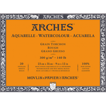 Akvarelpapir, Arches, Rough, 300g, 20 ark